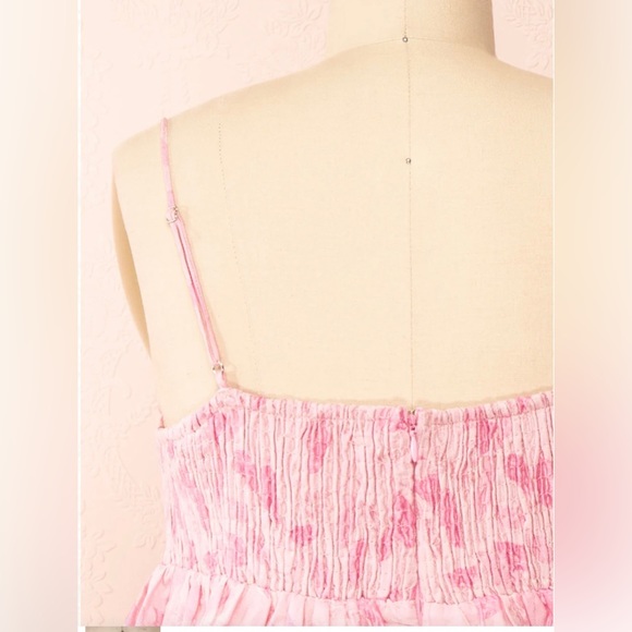 Jessamine | Short Pink Babydoll Dress w/ Leaf Pattern Small S women’s - Picture 8 of 10